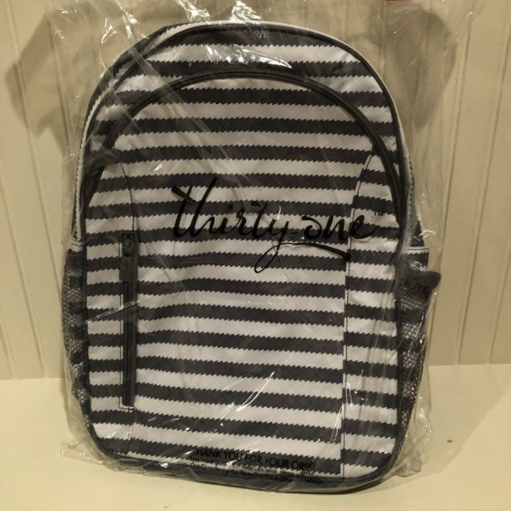 Thirty One - Grey & White Wave Stripes Backpack